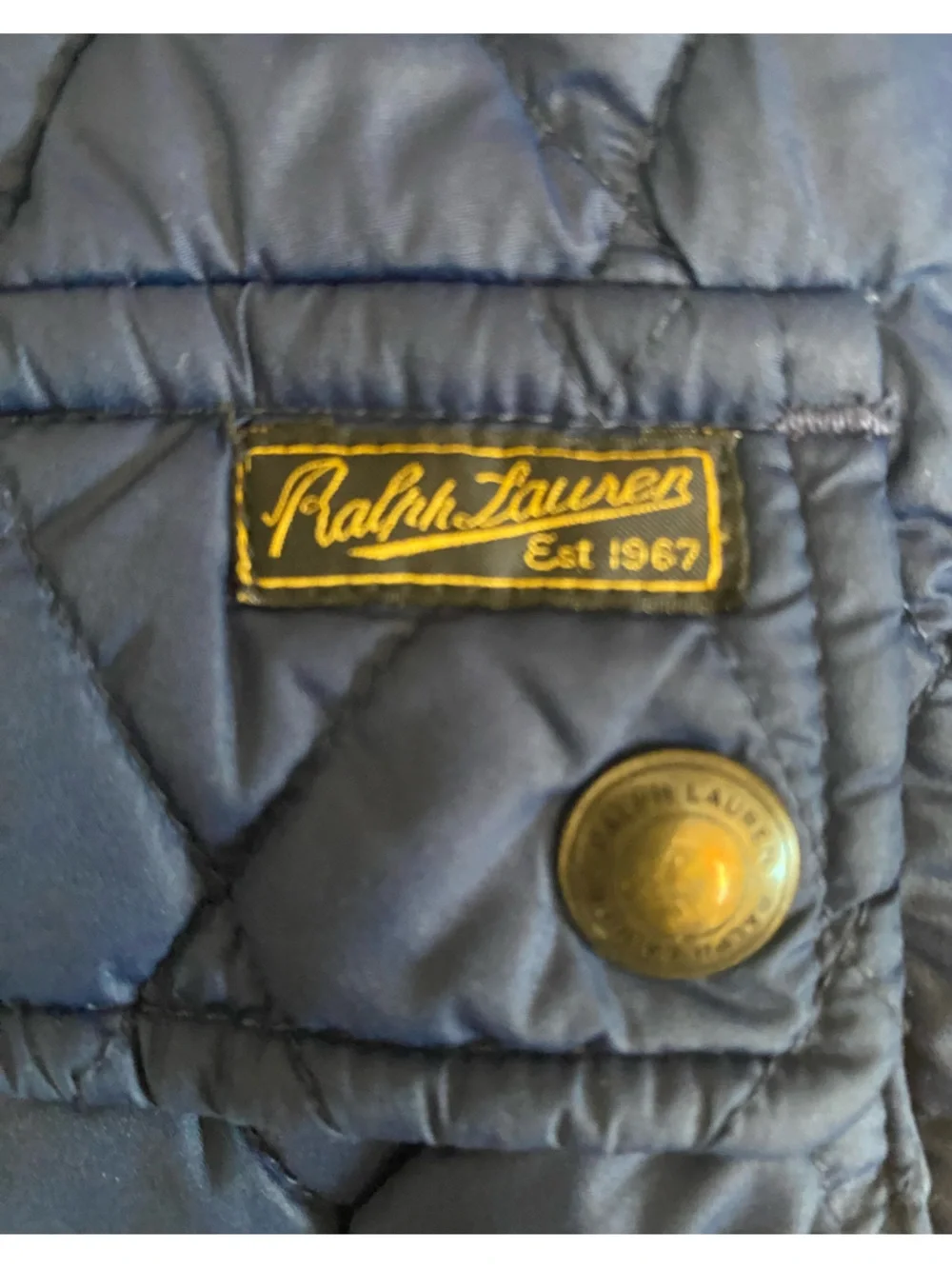 Ralph Lauren Navy Quilted Preppy Barn Jacket Brown Corduroy Trim Plaid Lining 3